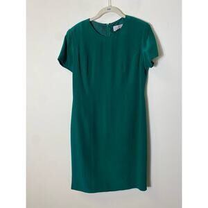 💚☘️ Vintage Adrianna Pappell Silk Emerald Green Dress Sz 10